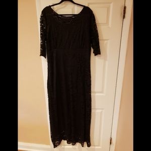 Floral lace 2/3 sleeve maxi dress